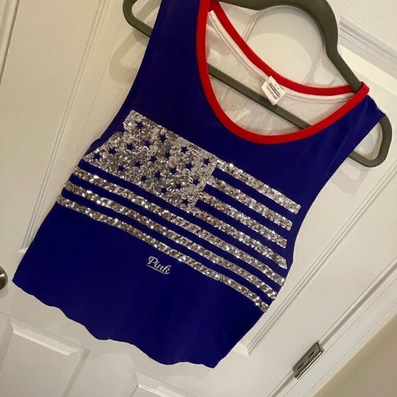 Pink small sequined flag shirt - Picture 1 of 5